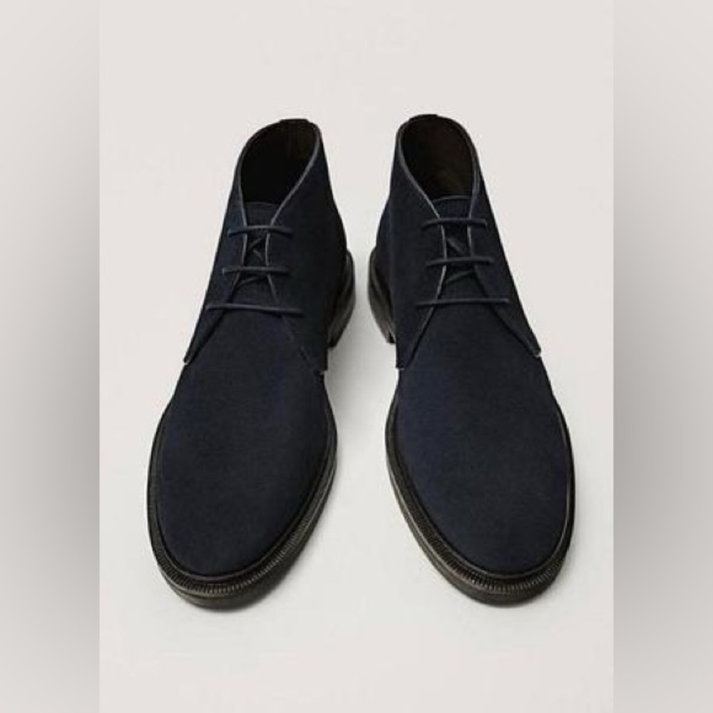Massimo Dutti navy blue suede lace-up oxford boots Size 44(11)
